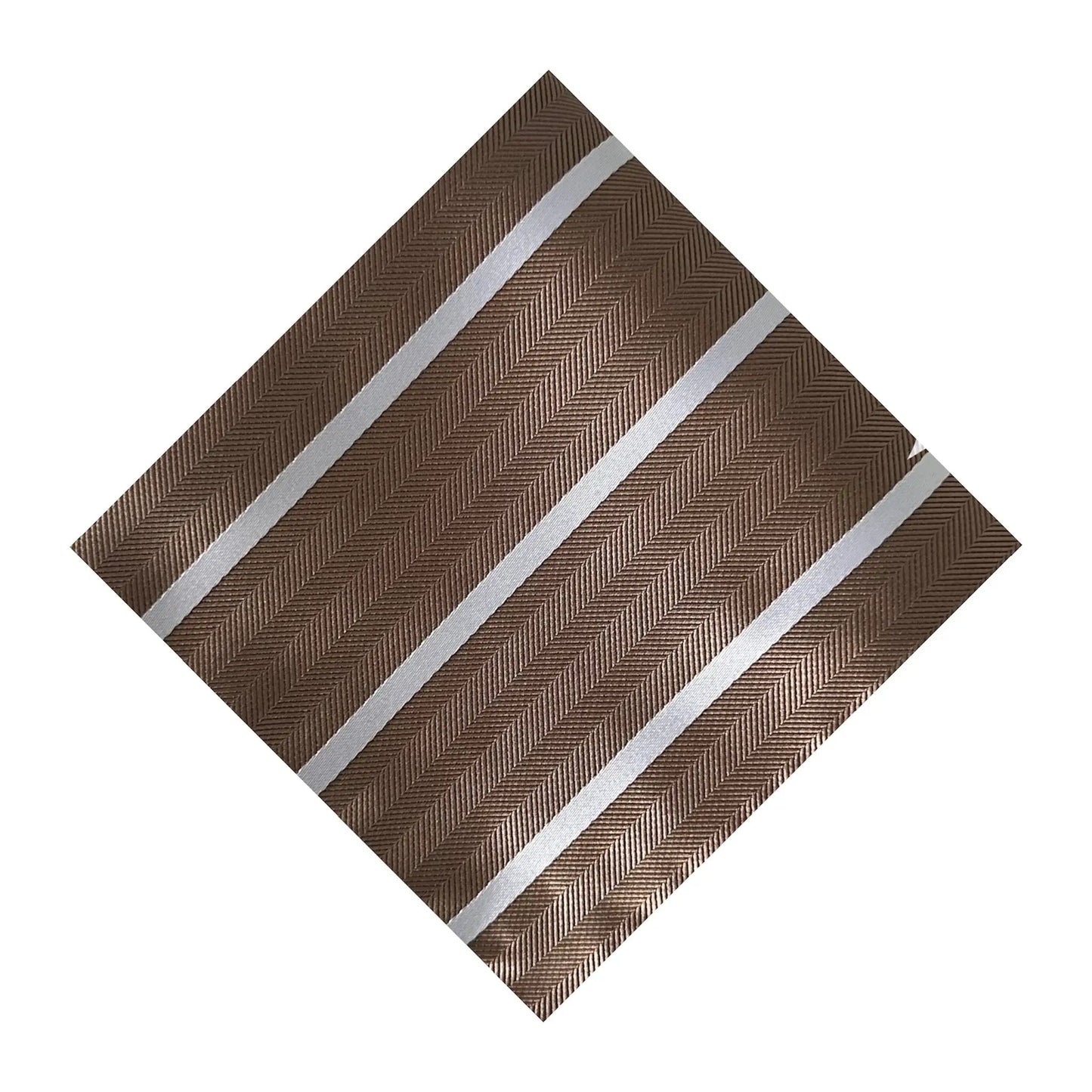 Mocha & White Stripe Pocket Square - Hawksmoor Edit by OFL Ties