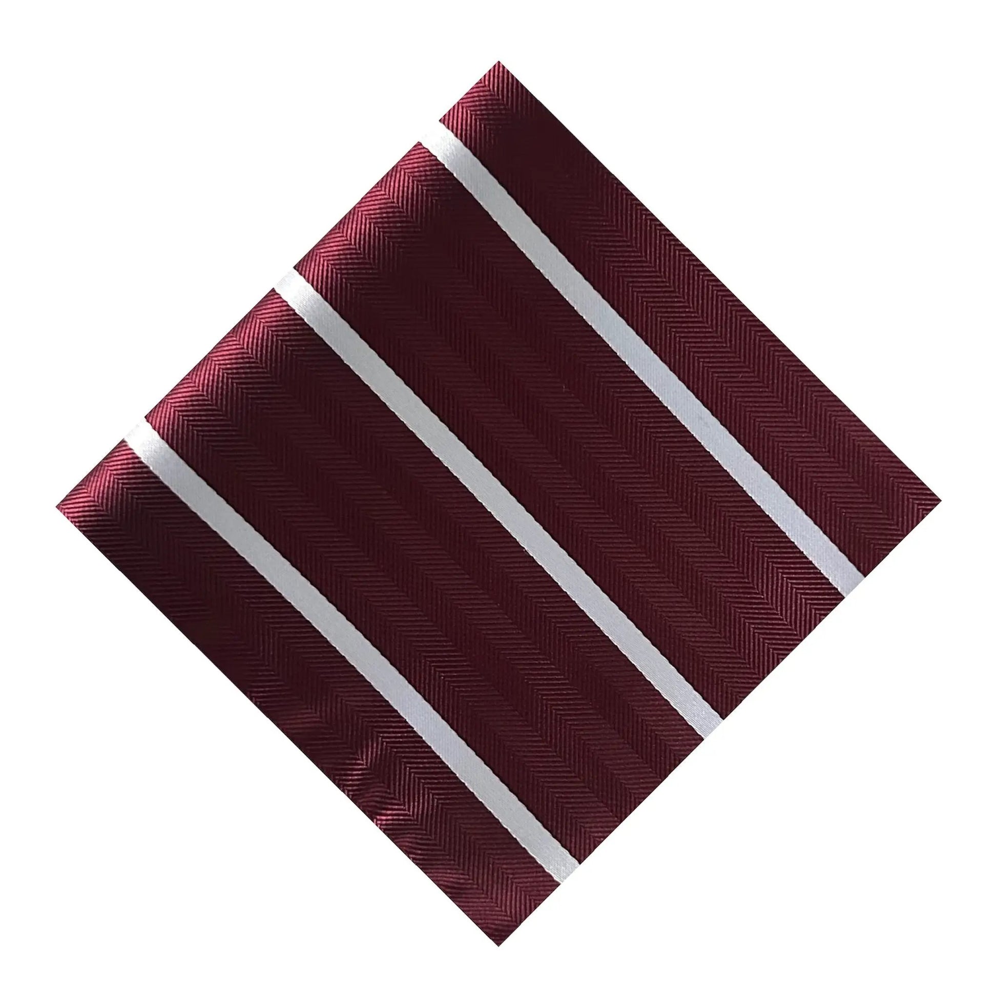 Burgundy & White Stripe Pocket Square - Hawksmoor Edit by OFL Ties
