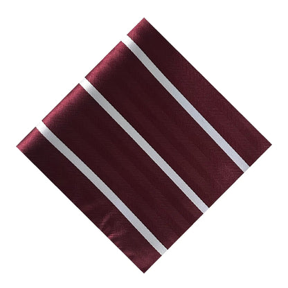 Burgundy & White Stripe Pocket Square - Hawksmoor Edit by OFL Ties