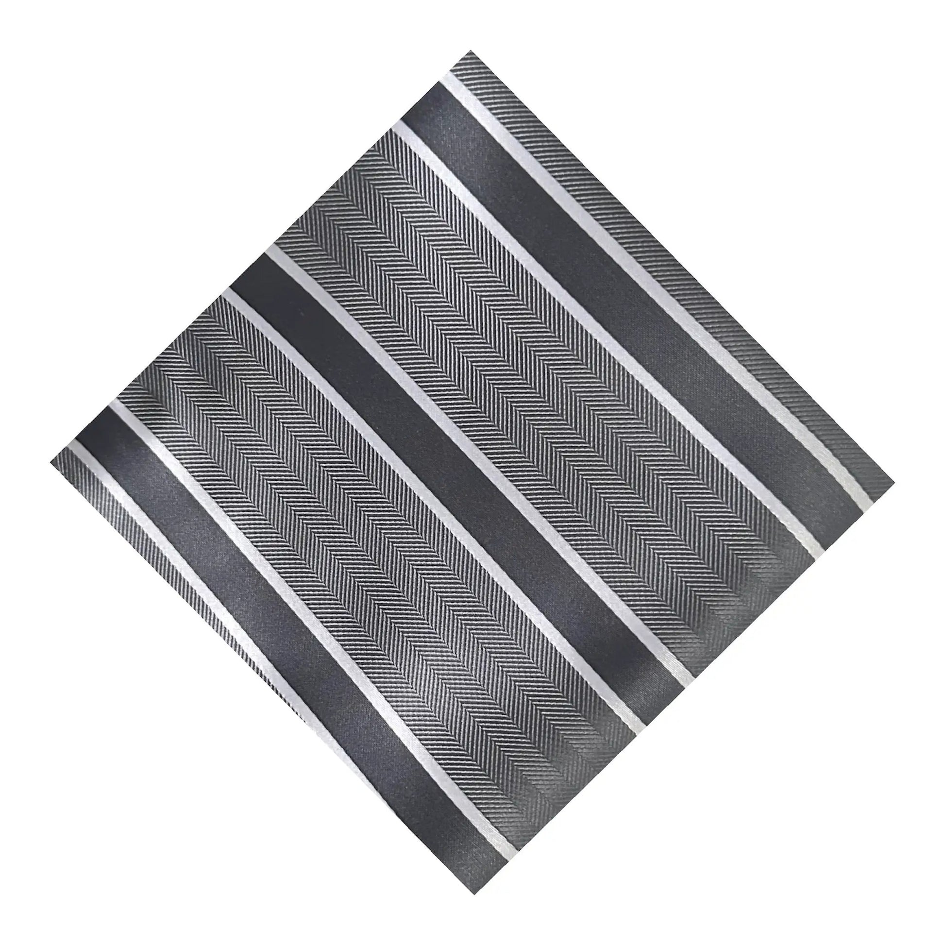 Glacier Grey & White Stripe Pocket Square - Charleston Edit by OFL Ties