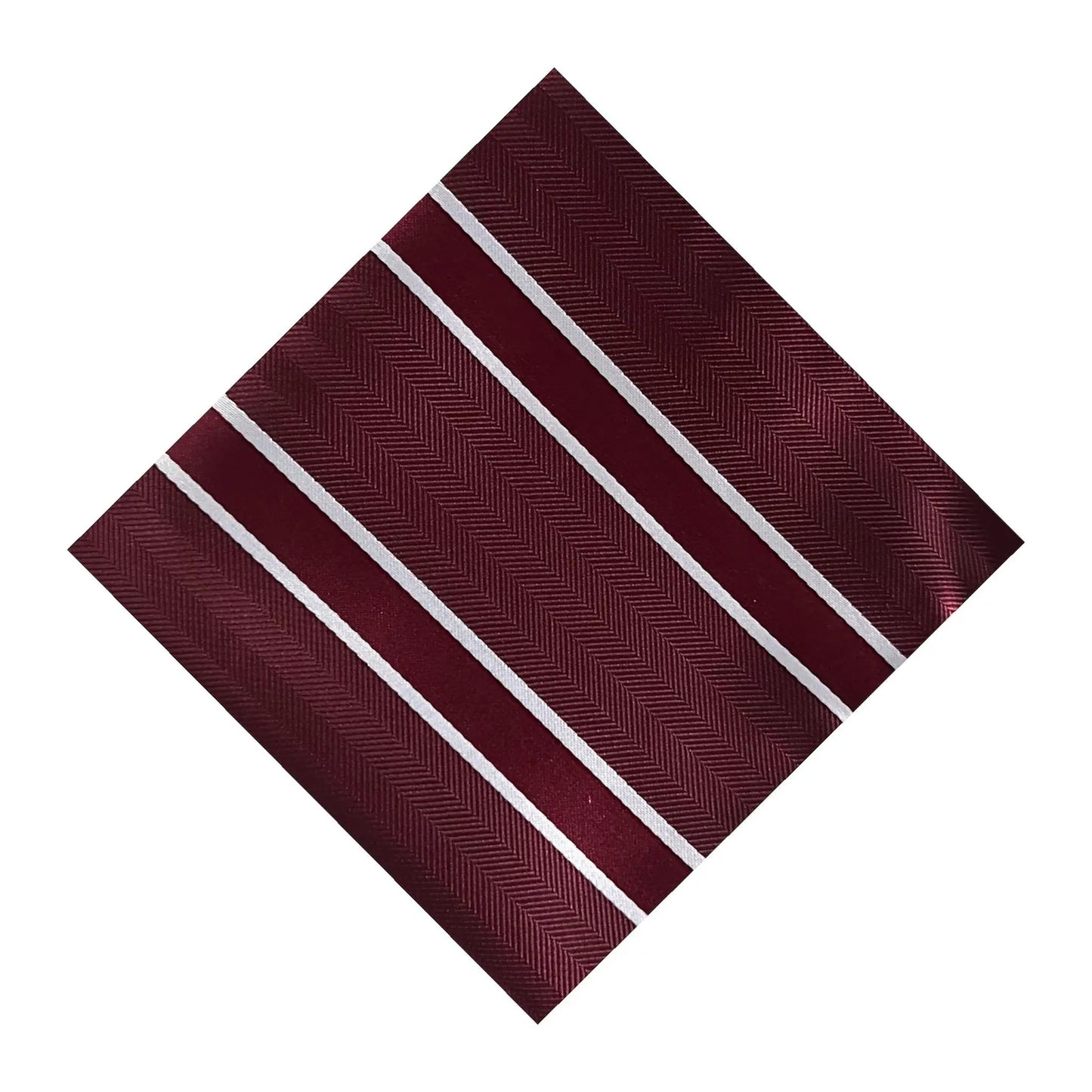 Burgundy & White Stripe Pocket Square - Charleston Edit by OFL Ties