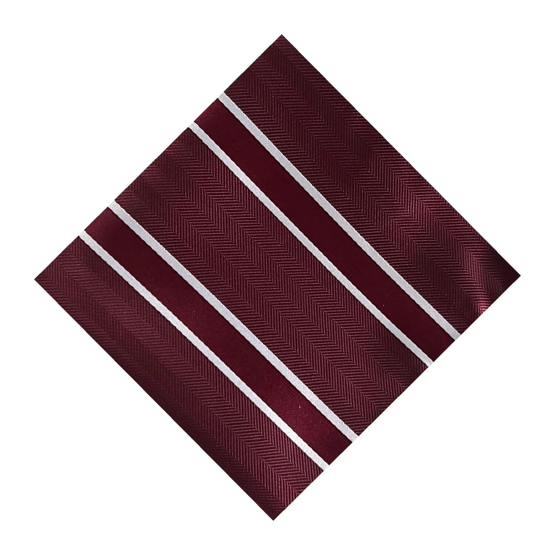 Burgundy & White Stripe Pocket Square - Charleston Edit by OFL Ties