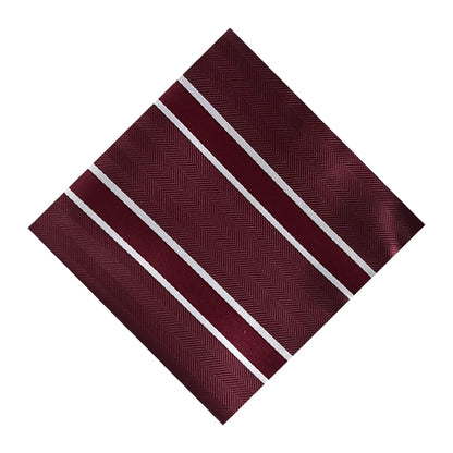 Burgundy & White Stripe Pocket Square - Charleston Edit by OFL Ties