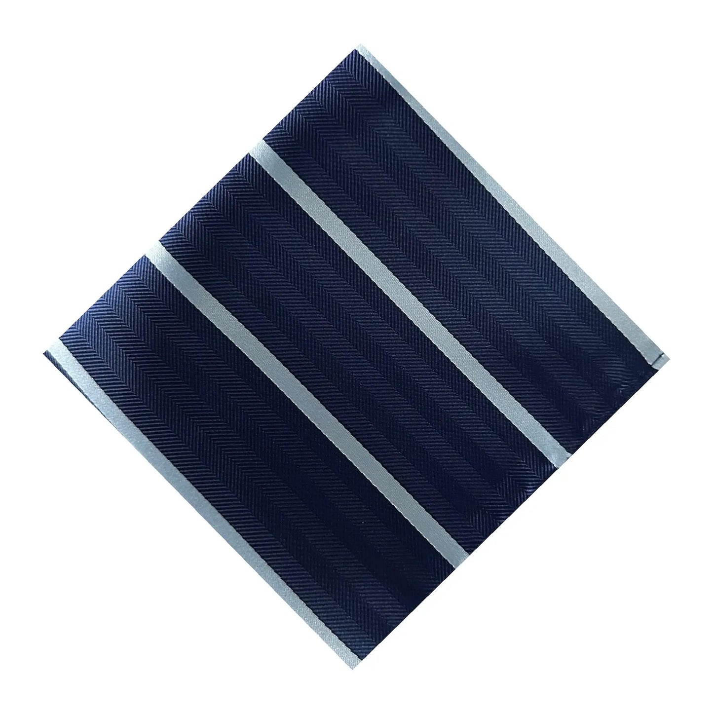 Navy Blue & Light Blue Stripe Pocket Square - Hawksmoor Edit by OFL Ties