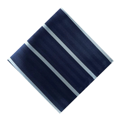Navy Blue & Light Blue Stripe Pocket Square - Hawksmoor Edit by OFL Ties