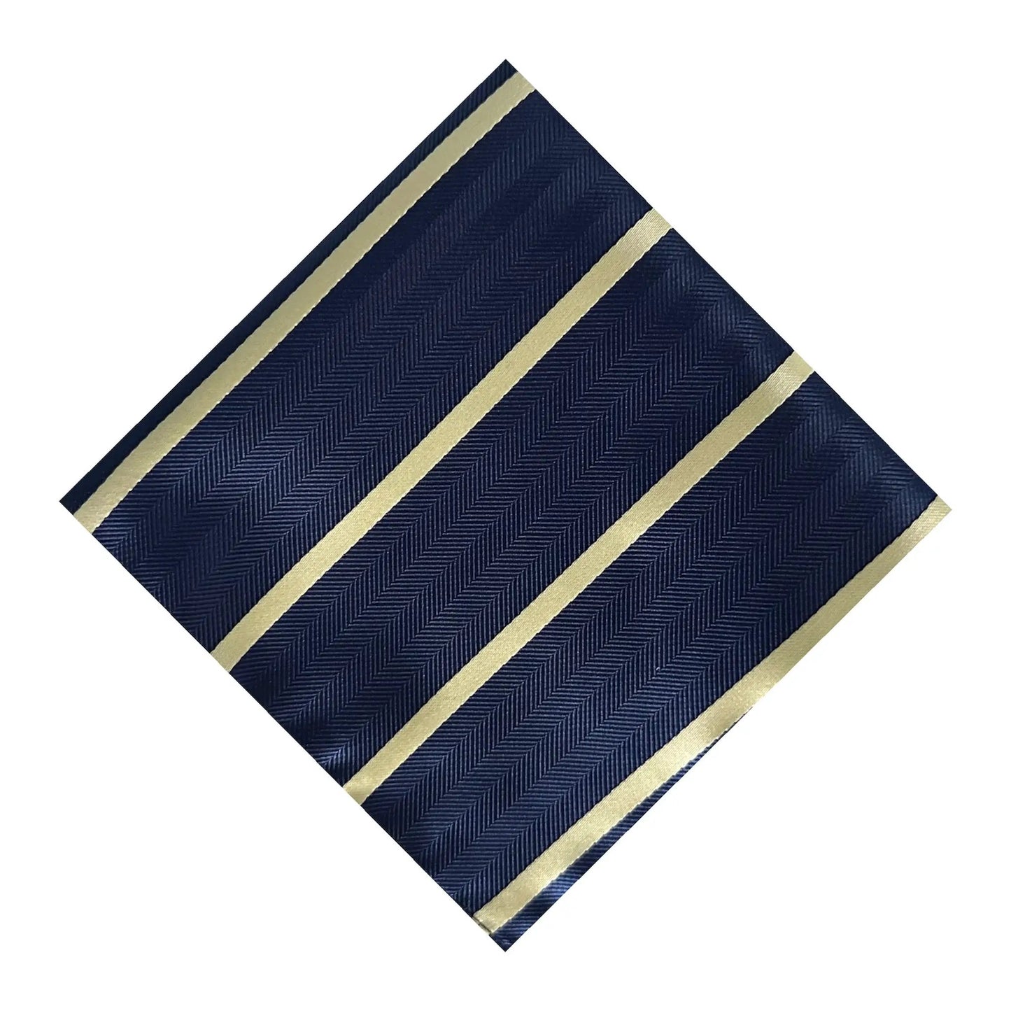 Navy Blue & Pale Yellow Stripe Pocket Square - Hawksmoor Edit by OFL Ties