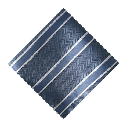Steel blue & White Stripe Pocket Square - Charleston Edit by OFL Ties