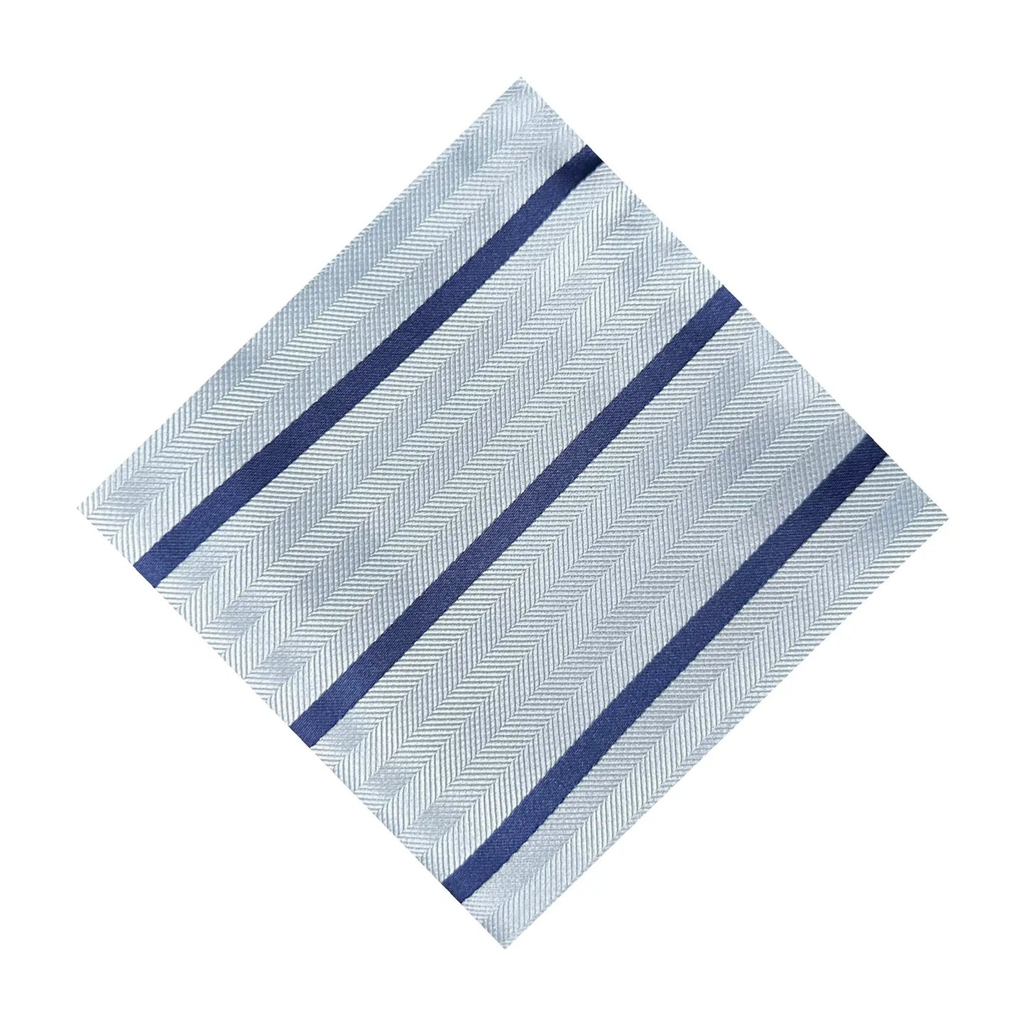 Light Blue & Navy Blue Stripe Pocket Square - Hawksmoor Edit by OFL Ties