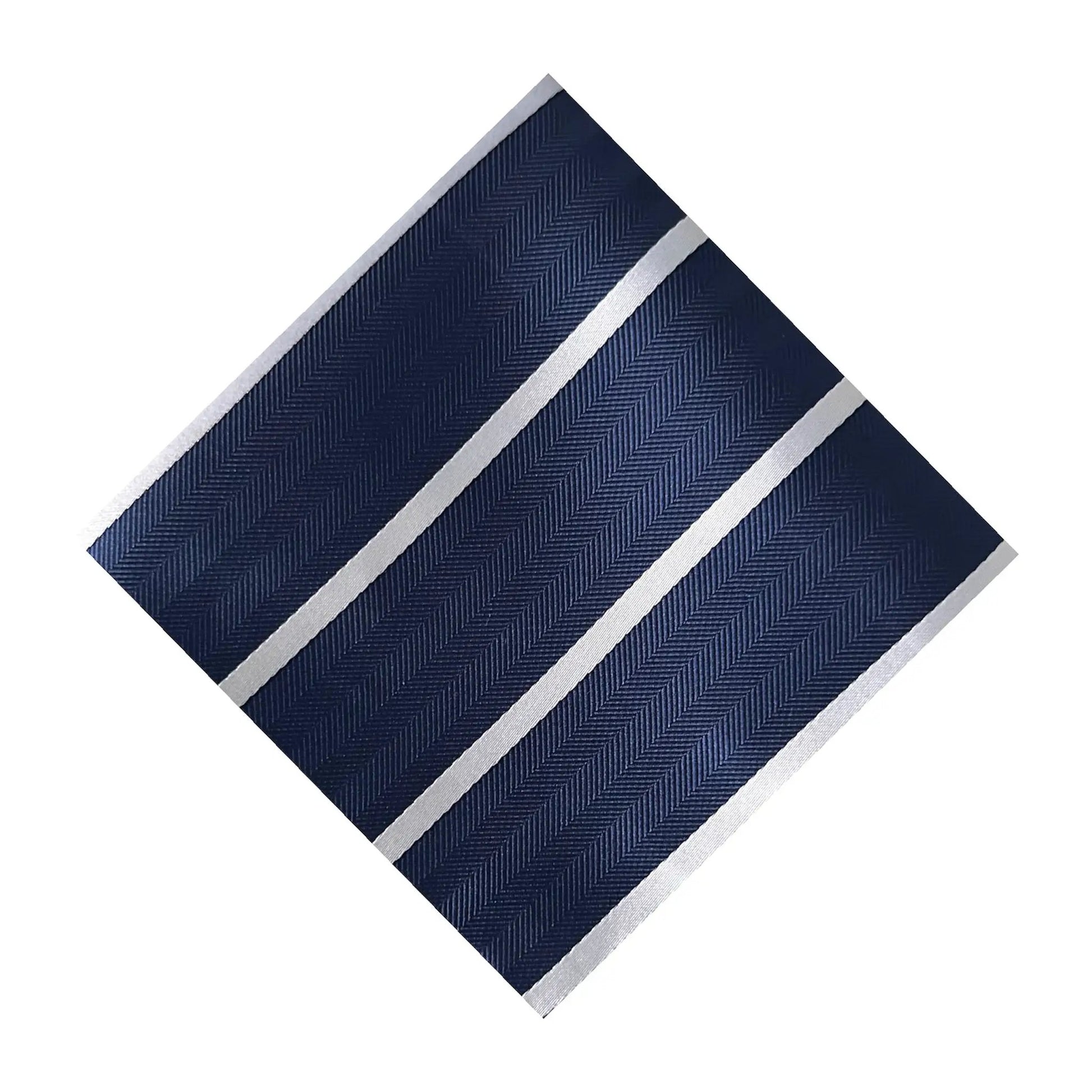 Navy Blue & White Stripe Pocket Square - Hawksmoor Edit by OFL Ties