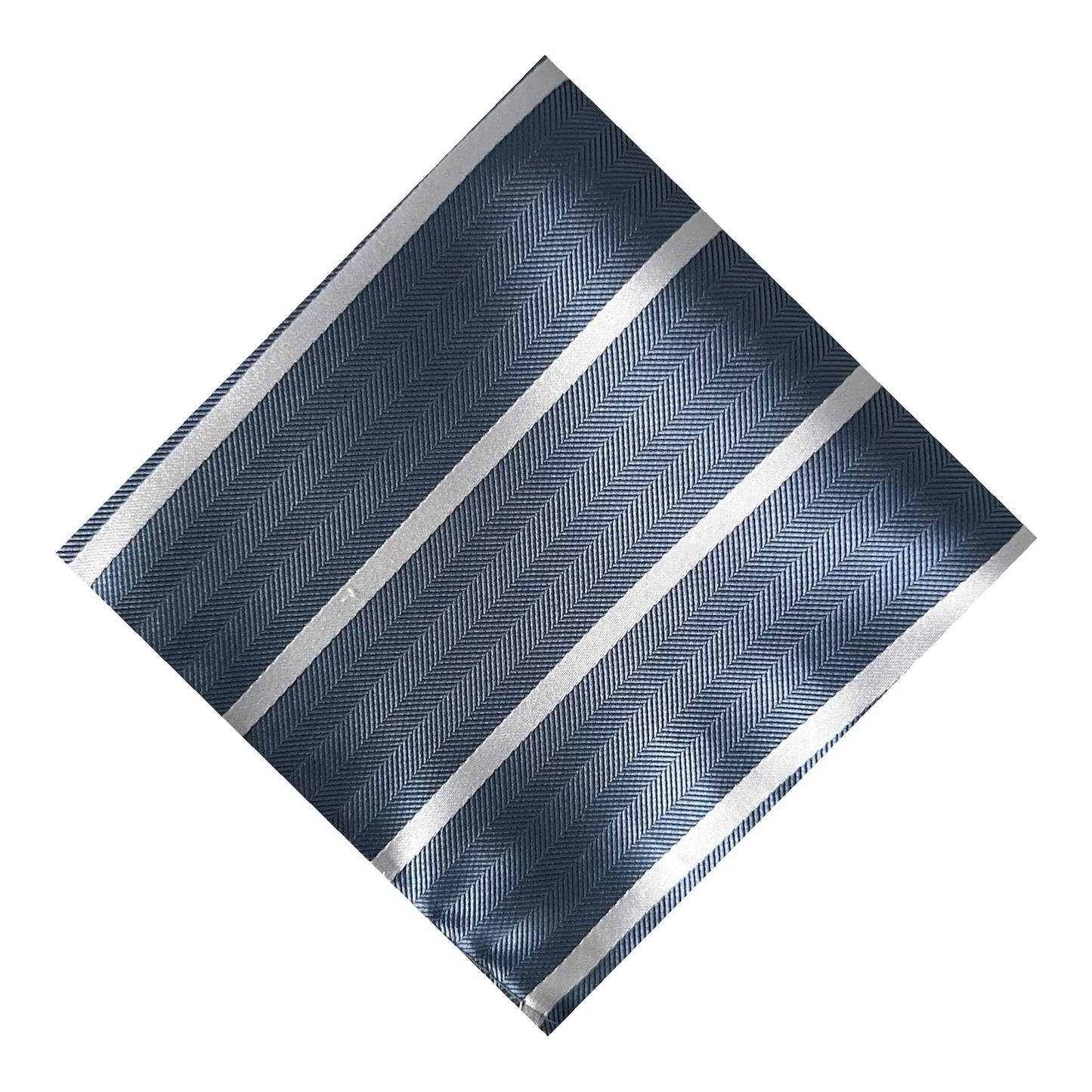 Steel Blue & White Stripe Pocket Square - Hawksmoor Edit by OFL Ties