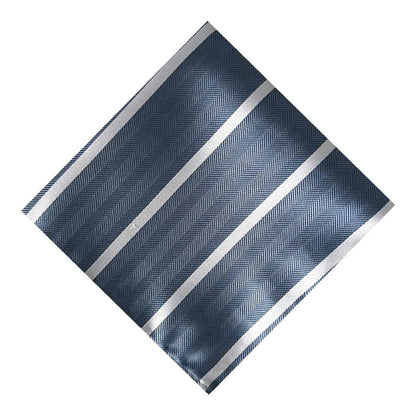Steel Blue & White Stripe Pocket Square - Hawksmoor Edit by OFL Ties