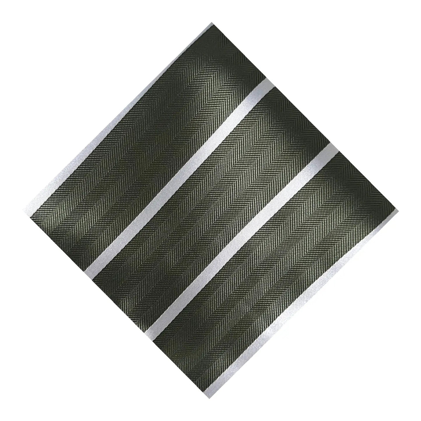 Khaki & White Stripe Pocket Square - Hawksmoor Edit by OFL Ties