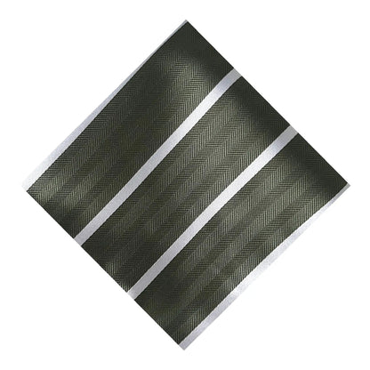 Khaki & White Stripe Pocket Square - Hawksmoor Edit by OFL Ties