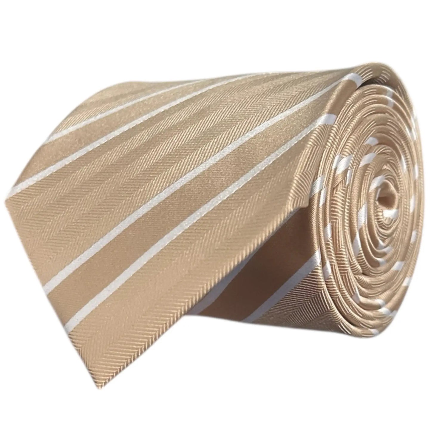 Beige & White Stripe Tie - Charleston Edit by OFL Ties