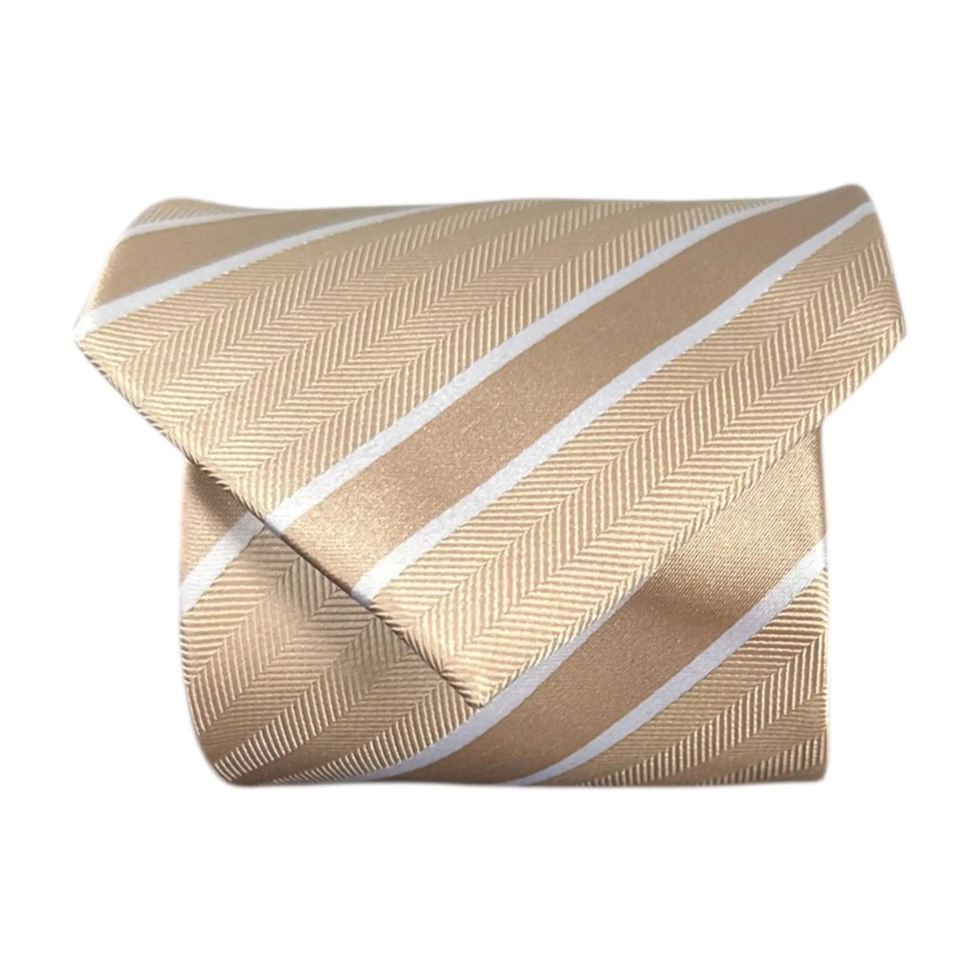 Beige & White Stripe Tie - Charleston Edit by OFL Ties