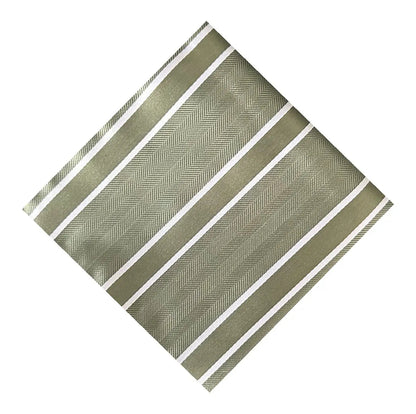 Khaki & White Stripe Pocket Square - Charleston Edit by OFL Ties