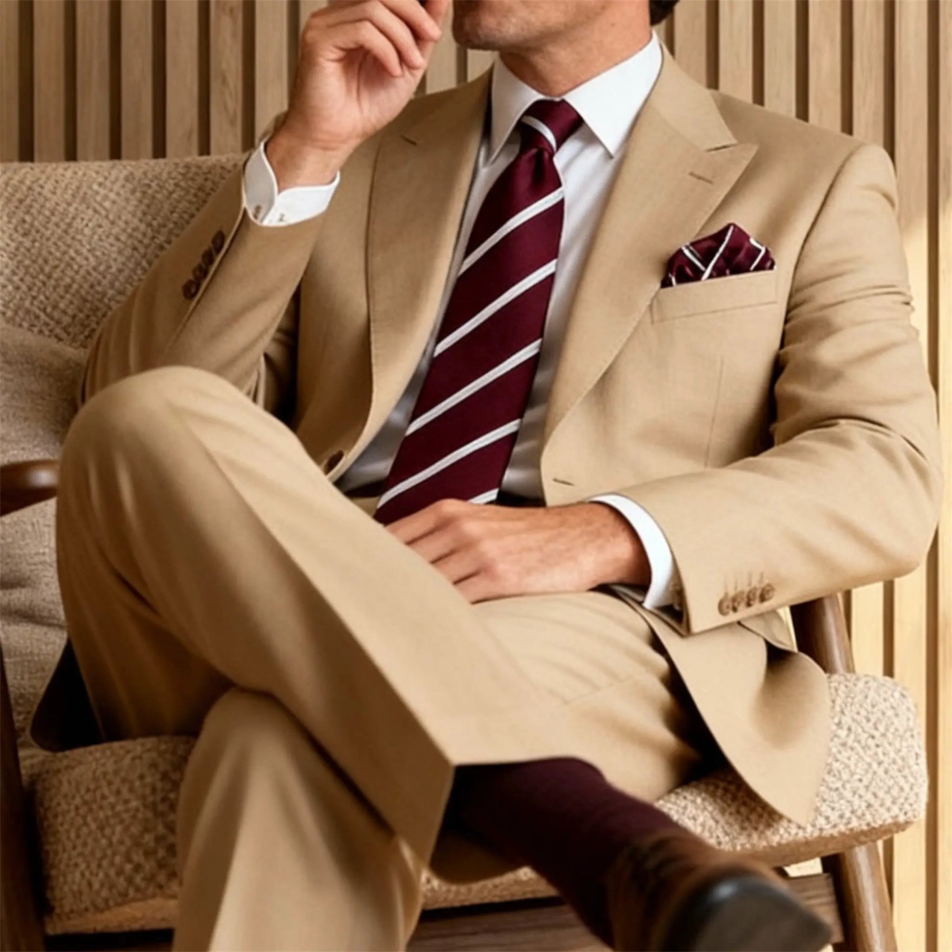 Burgundy & White Stripe Tie - Hawksmoor Edit by OFL Ties