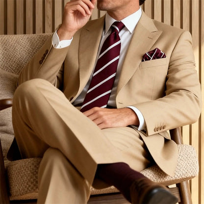Burgundy & White Stripe Pocket Square - Hawksmoor Edit by OFL Ties