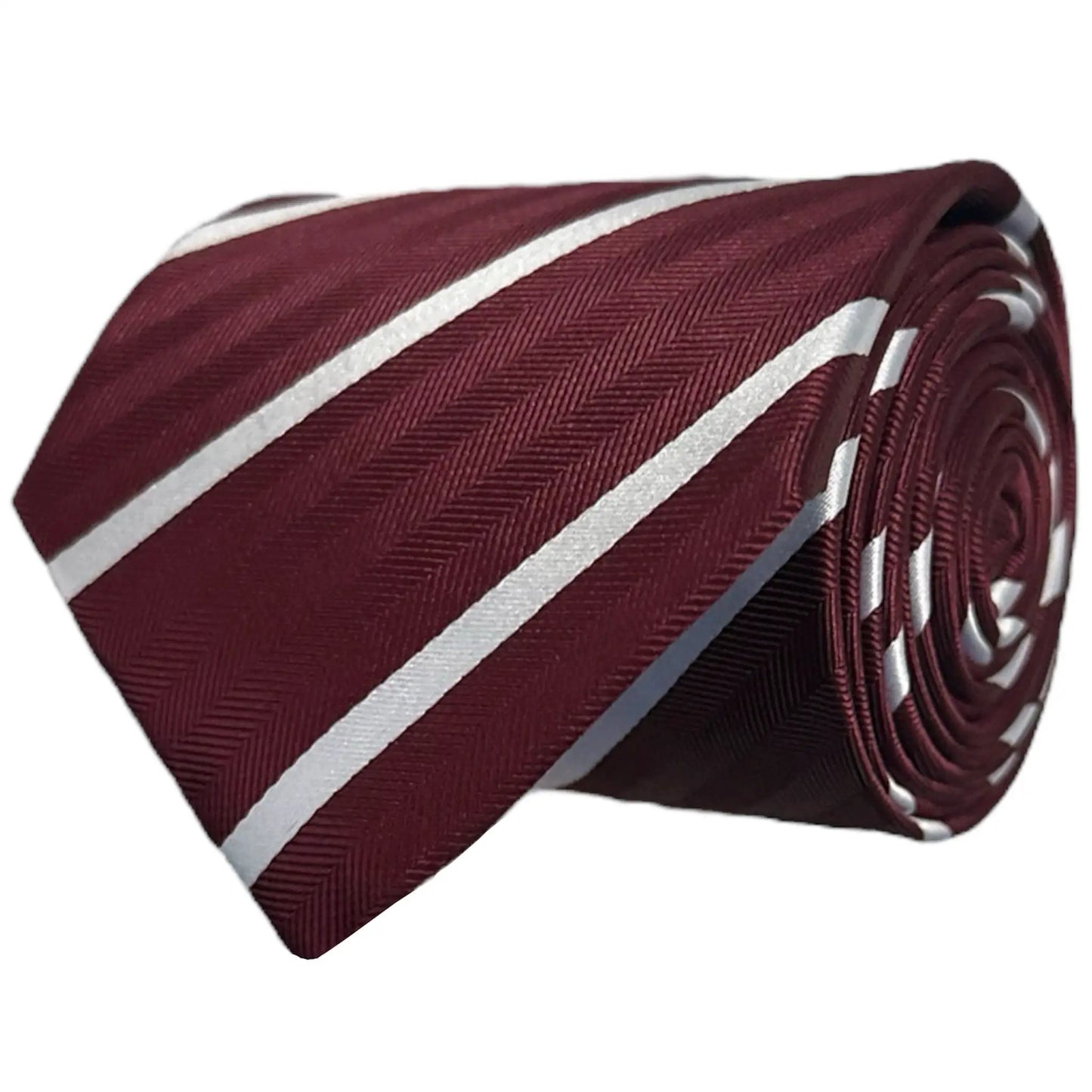 Burgundy & White Stripe Tie - Hawksmoor Edit by OFL Ties