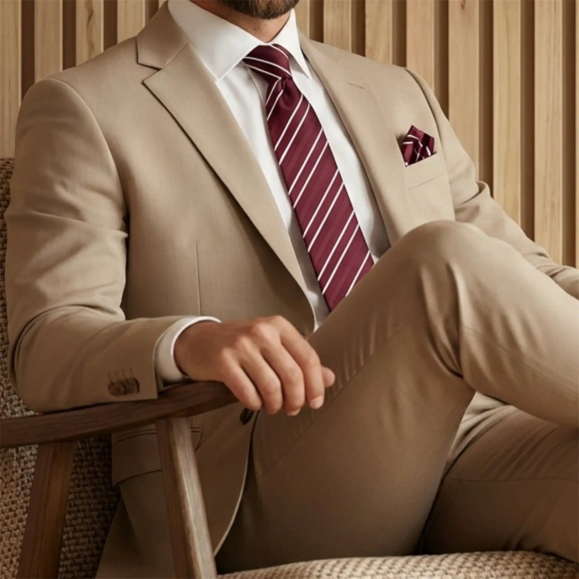 Burgundy & White Stripe Tie - Charleston Edit by OFL Ties