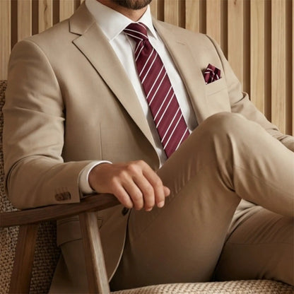 Burgundy & White Stripe Tie - Charleston Edit by OFL Ties