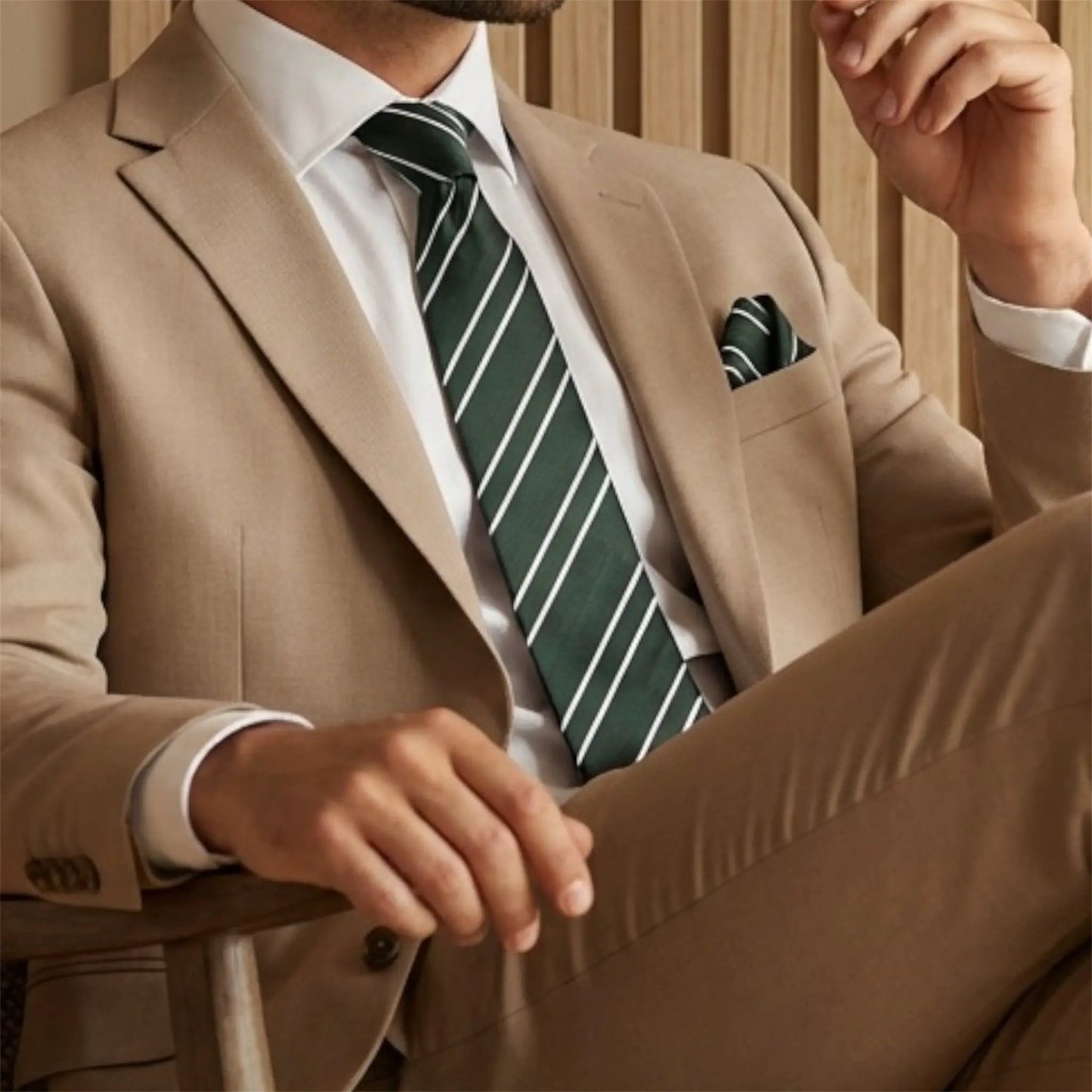 Forest Green & White Stripe Tie - Charleston Edit by OFL Ties