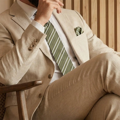 Khaki & White Stripe Tie - Charleston Edit by OFL Ties