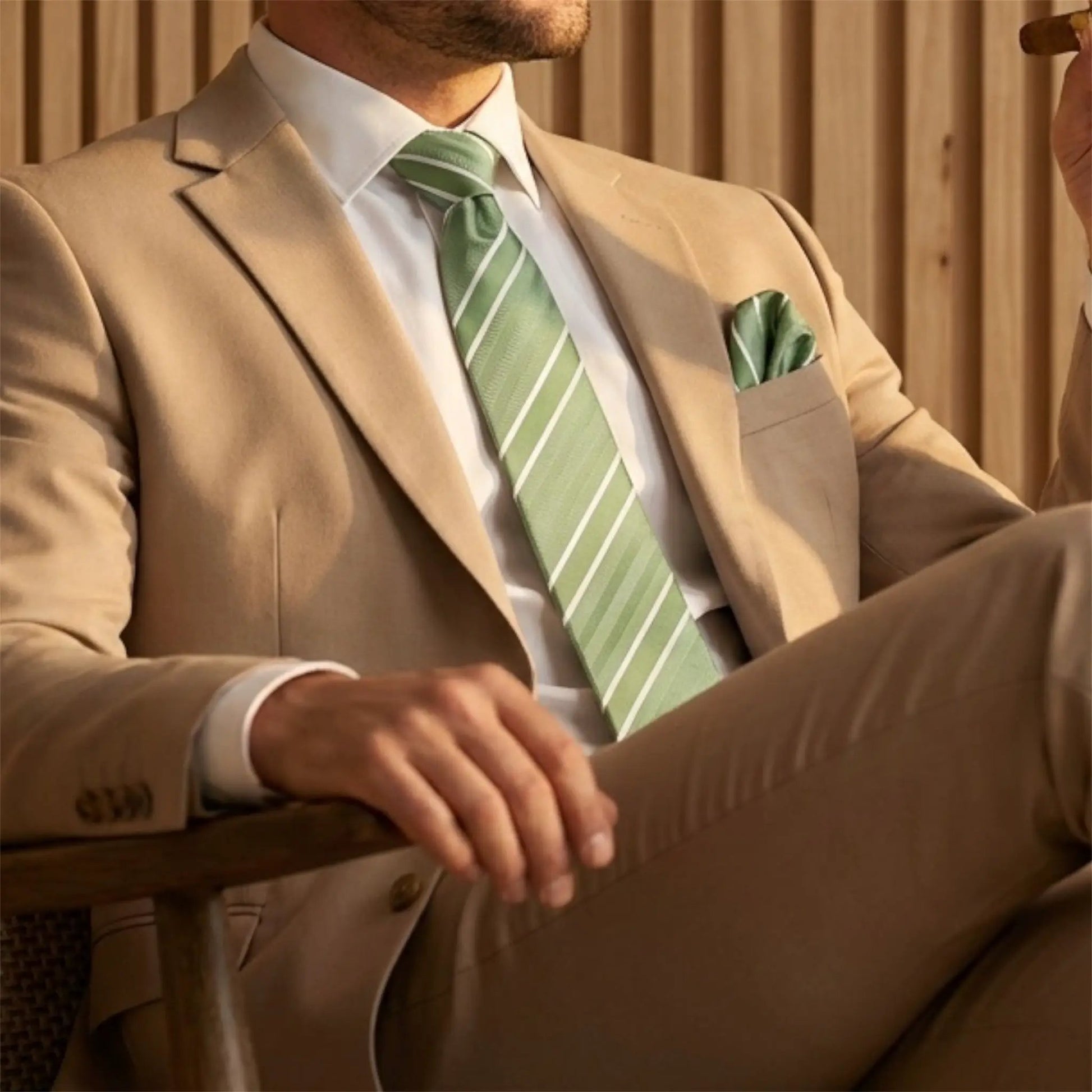 Matcha & White Stripe Tie - Charleston Edit by OFL Ties