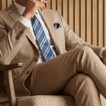 Steel blue & White Stripe Pocket Square - Charleston Edit by OFL Ties