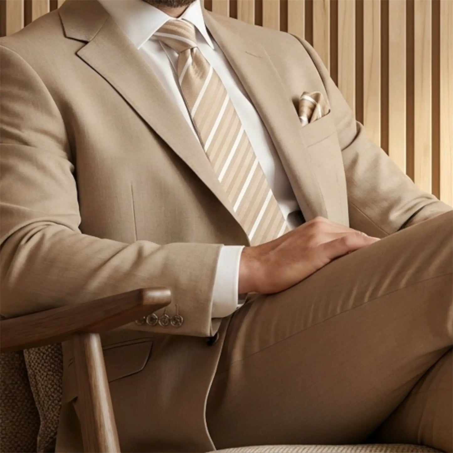 Cappuccino Stripe Pocket Square - Hawksmoor Edit by OFL Ties