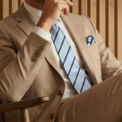Light Blue & Navy Blue Stripe Tie - Hawksmoor Edit by OFL Ties