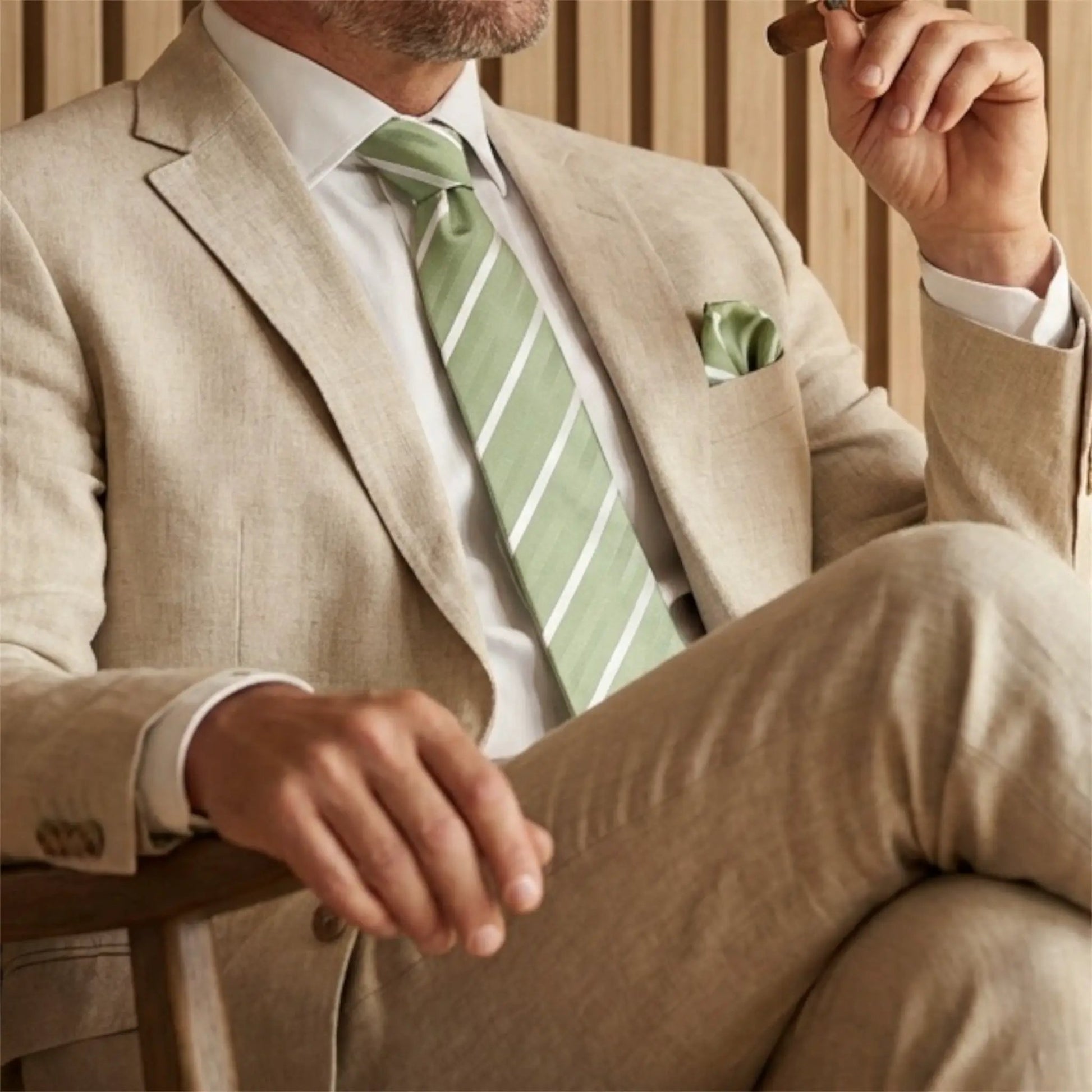 Matcha & White Stripe Tie - Hawksmoor Edit by OFL Ties
