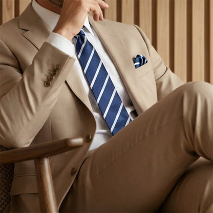 Navy Blue & White Stripe Tie - Hawksmoor Edit by OFL Ties