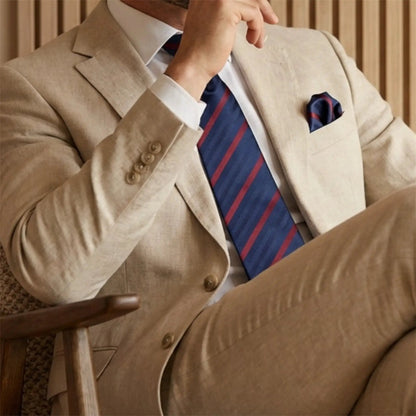 Navy Blue & Wine Stripe Tie - Hawksmoor Edit by OFL Ties