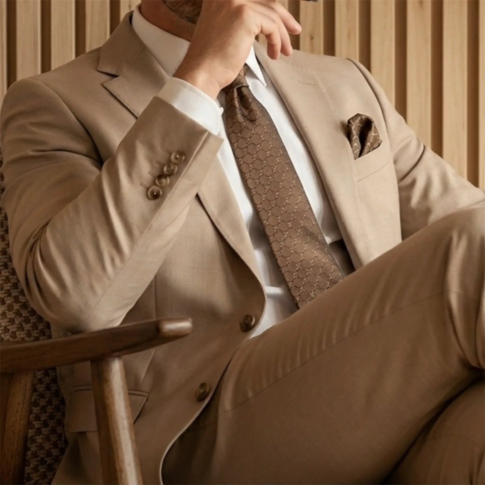 Coffee Textured Pocket Square by OFL Ties