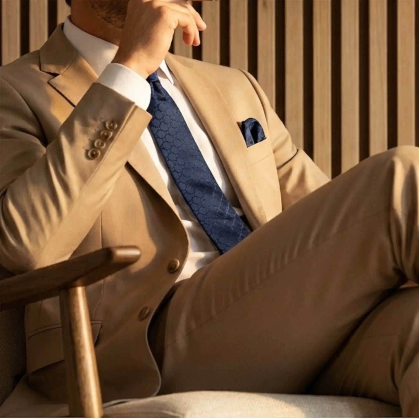 Navy Midnight Blue Textured Tie by OFL Ties