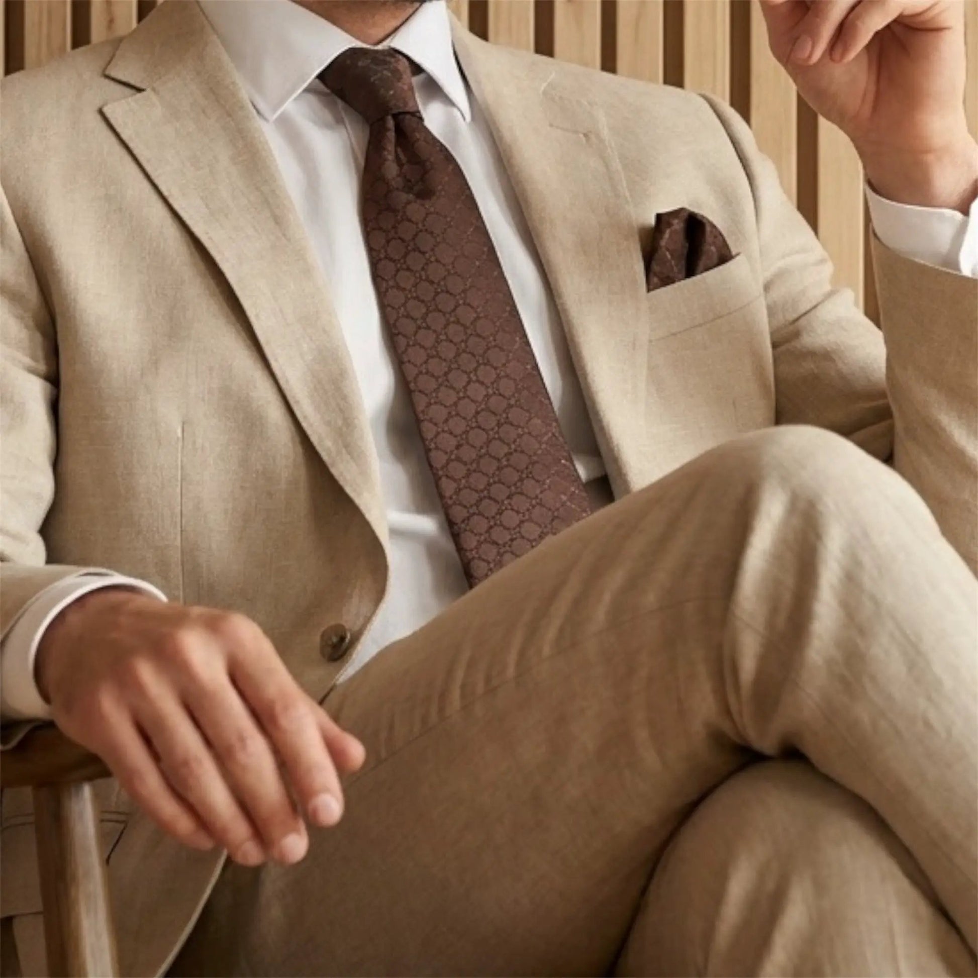Red Brown Textured Pocket Square by OFL Ties
