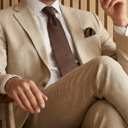 Red Brown Textured Pocket Square by OFL Ties