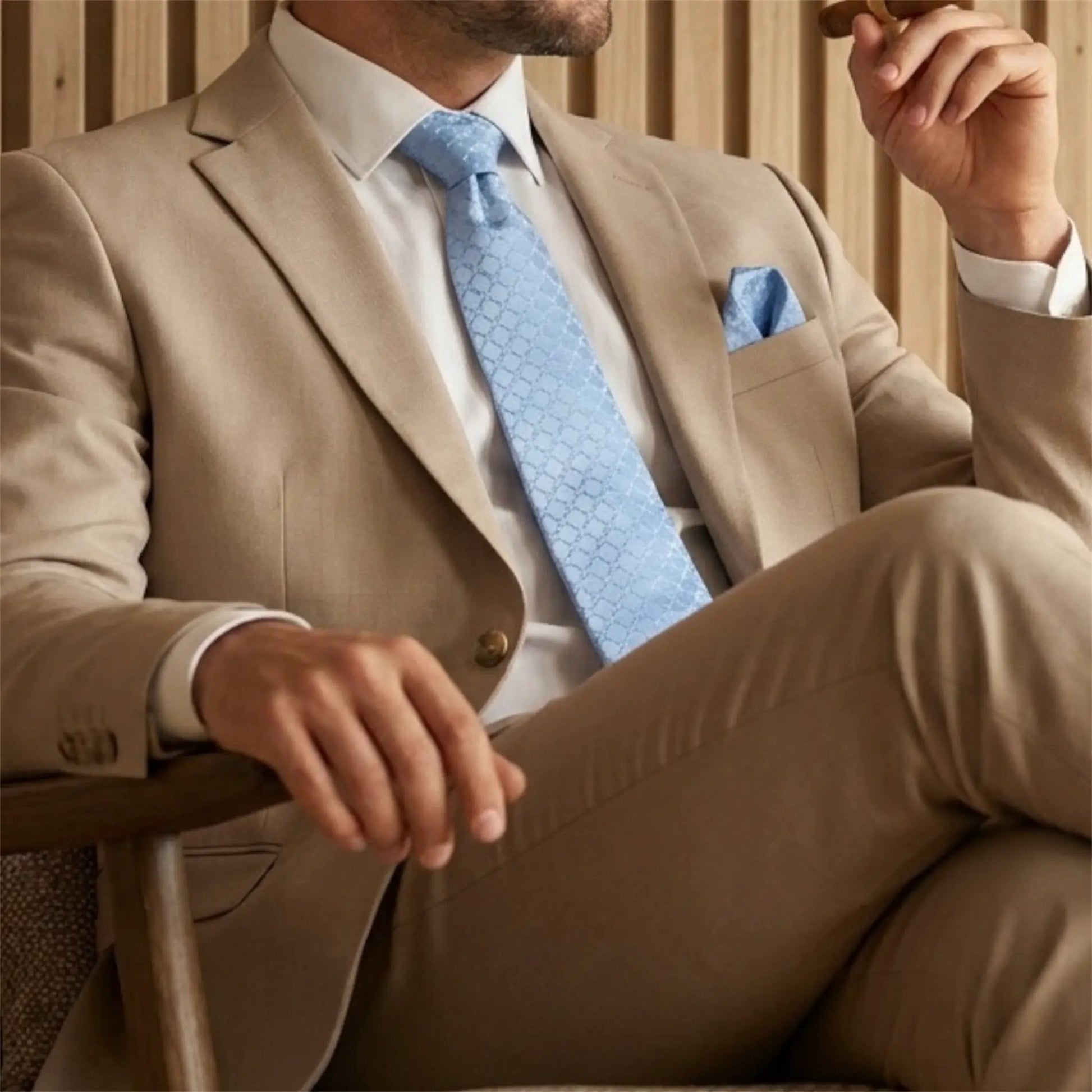 Pastel Blue Textured Tie by OFL Ties
