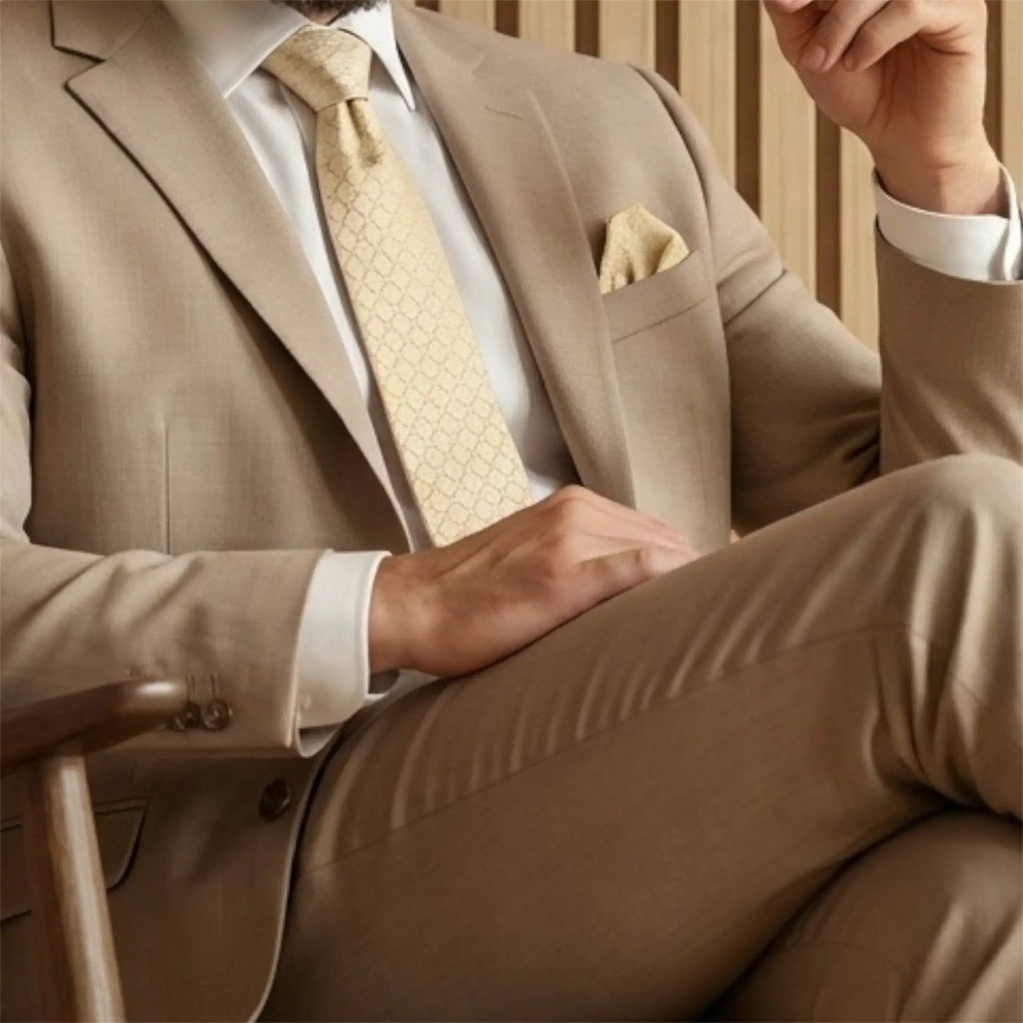 Pink Champagne Textured Pocket Square by OFL Ties