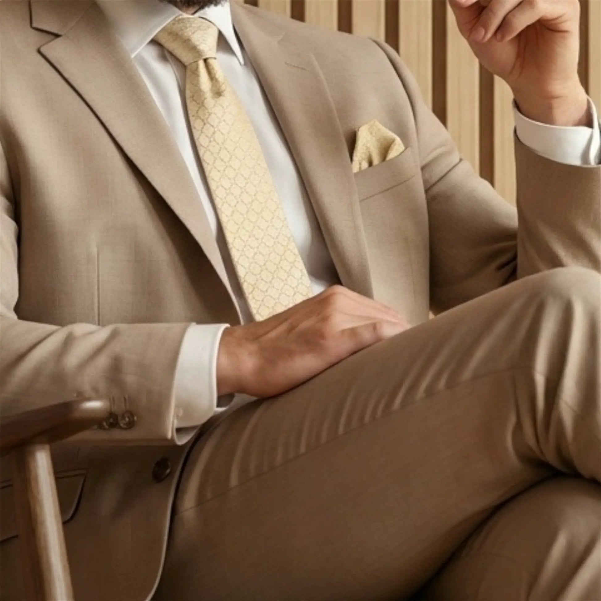 Pink Champagne Textured Pocket Square by OFL Ties