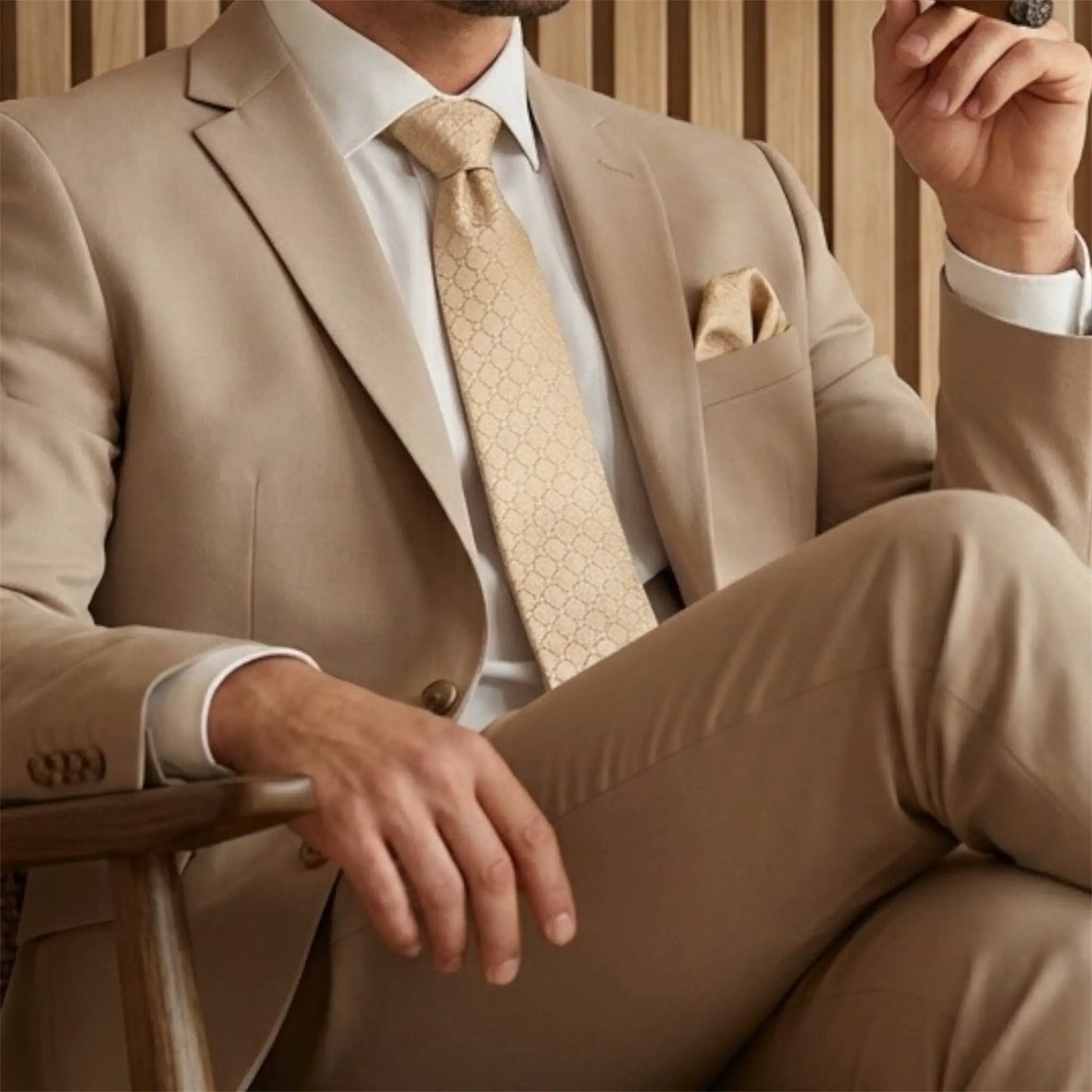 Nude Textured Pocket Square by OFL Ties