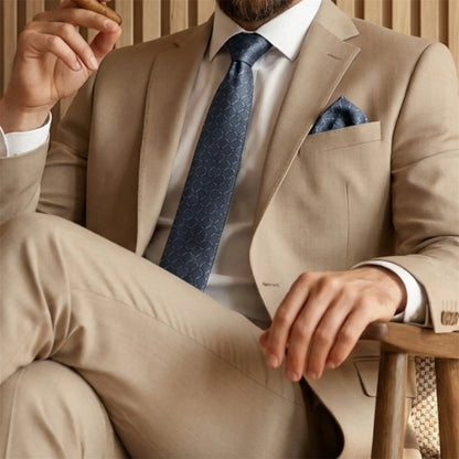 Steel Blue Textured Pocket Square by OFL Ties