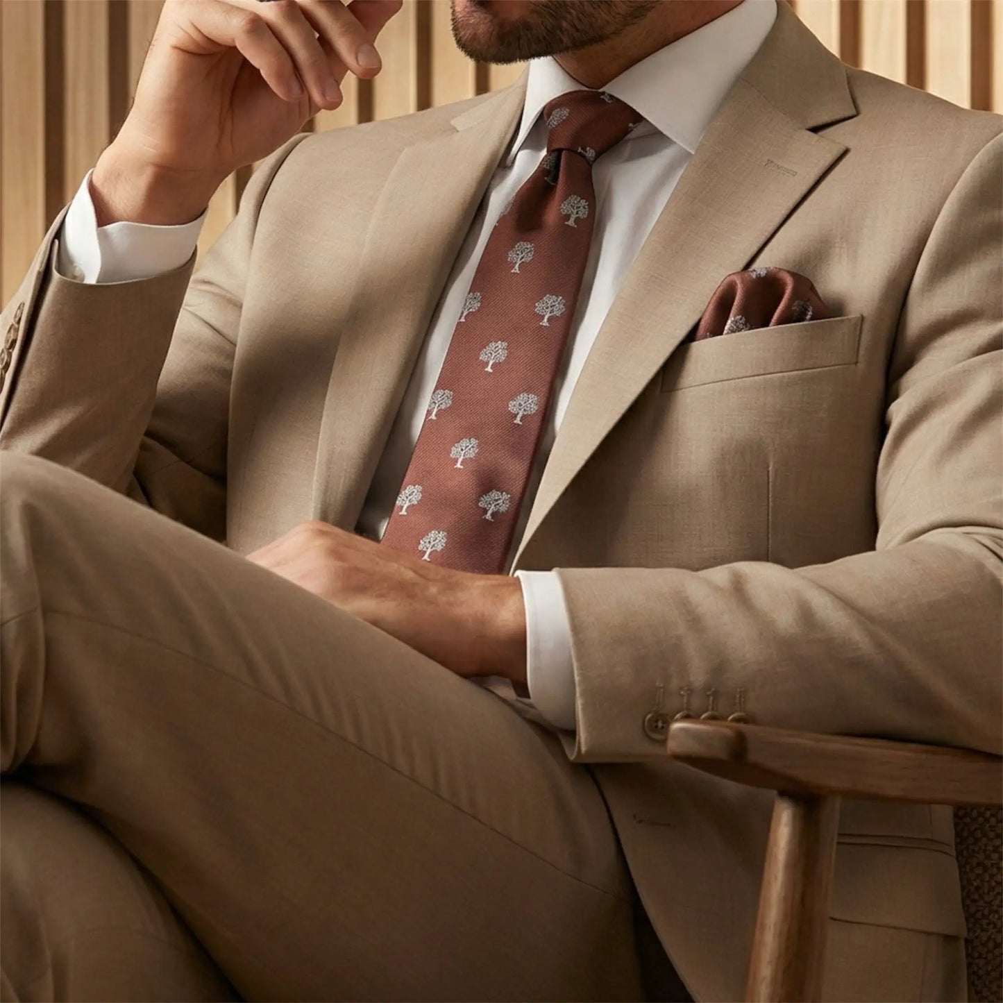 Tree Tie Brown & White by OFL Ties