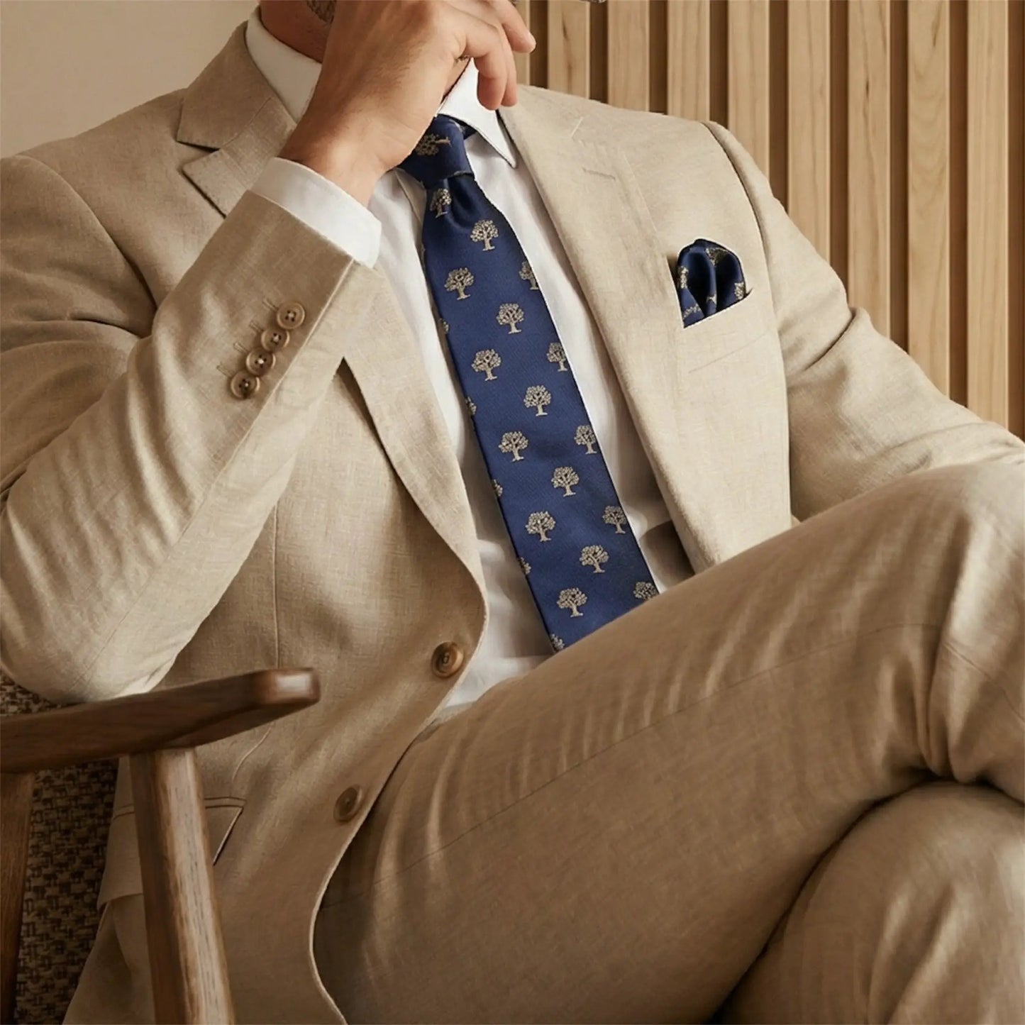 Tree Tie Navy Blue & Gold by OFL Ties