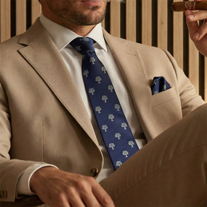 Tree Tie Navy Blue & Silver by OFL Ties