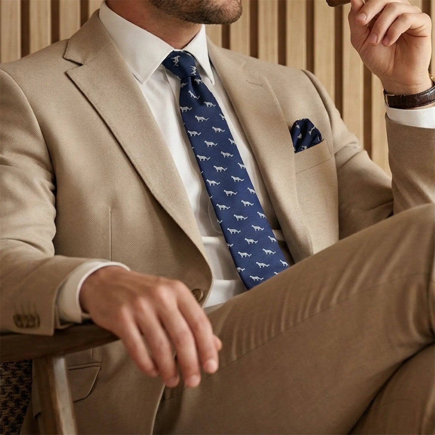 Snow Leopard Pocket Square by OFL Ties