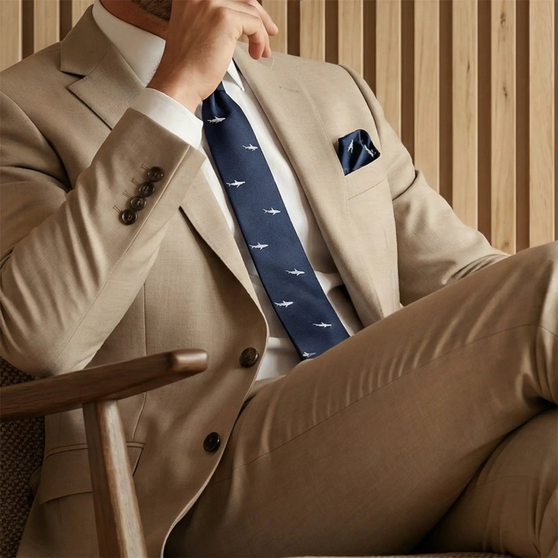 Shark Pocket Square by OFL Ties