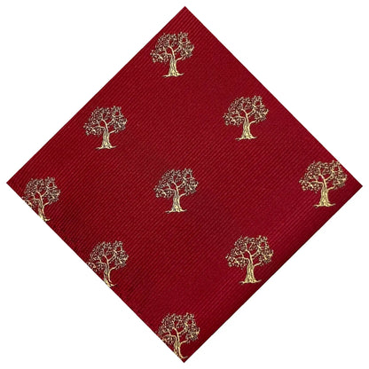 Tree Pocket Square Red & Gold by OFL Ties