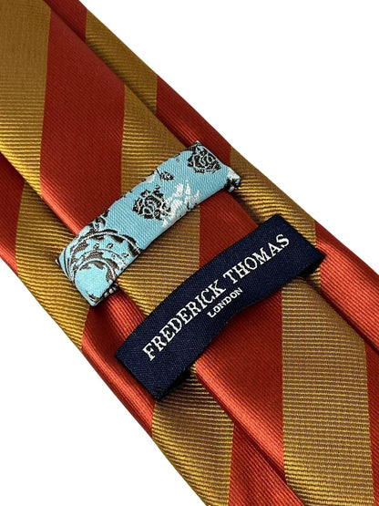 Light Chocolate Brown Maroon Red Barber Striped Tie - Handmade Craftsmanship for Timeless Professional Style by Frederick Thomas Handmade Mens Ties